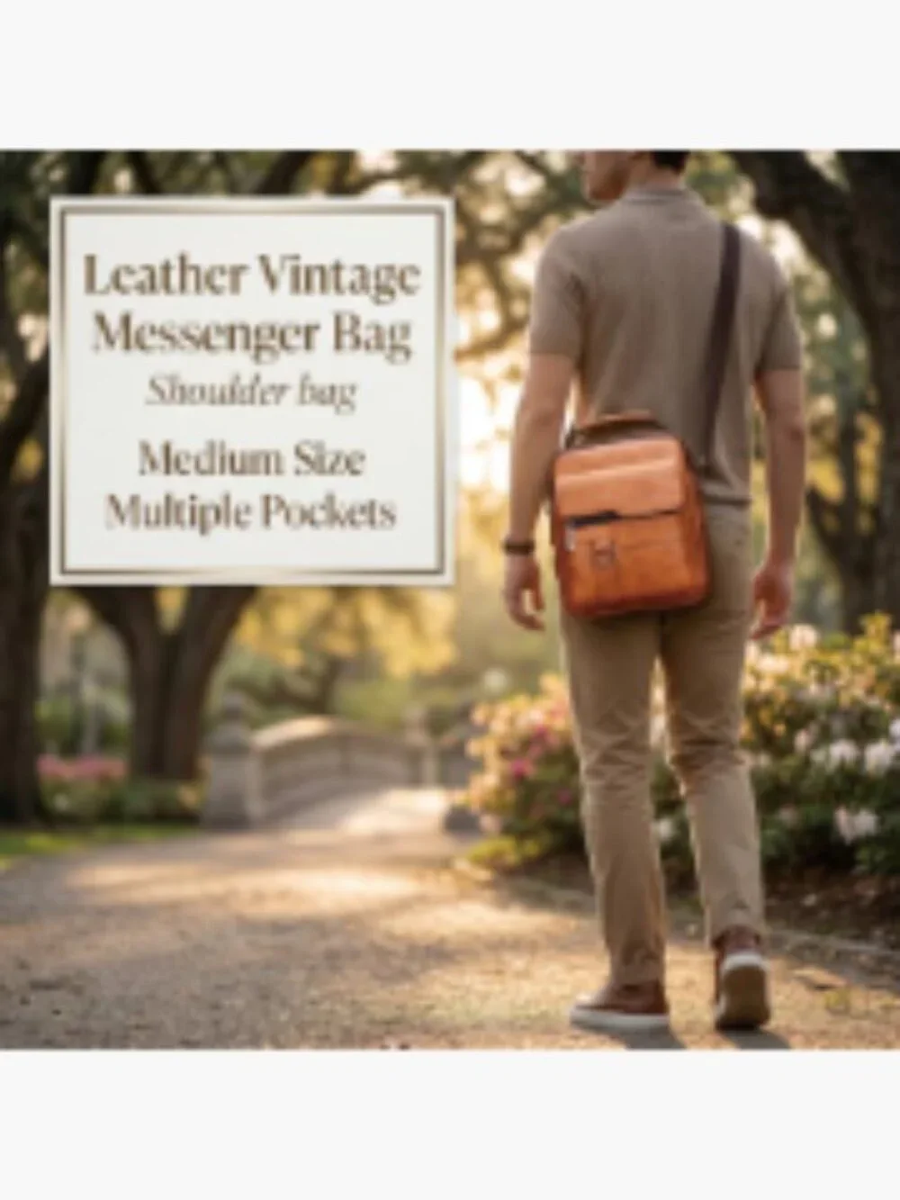 Vintage PU Leather Messenger Bag Crossbody Sling Bag for Men